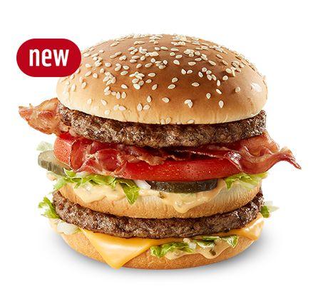 Korean McDonald's exclusive BIG MAC BLT burger with layers of beef, cheese, lettuce, tomato, and bacon.